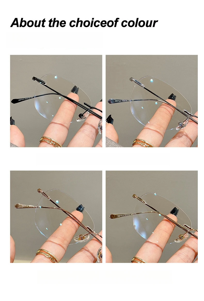 YIMARUILI Ultralight Fashion Cat Eye Rimless Glasses Women Retro Titanium Alloy Retouch Face Optical Prescription Framework 690A