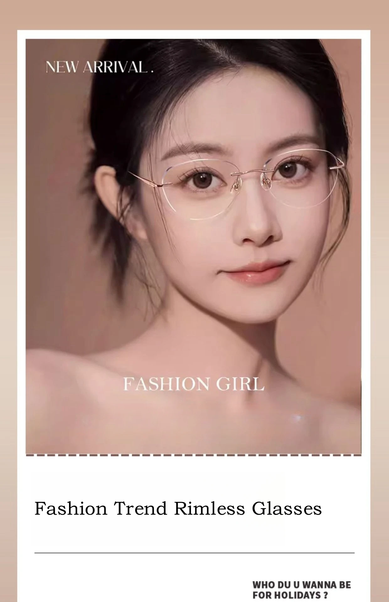 YIMARUILI Ultralight Fashion Cat Eye Rimless Glasses Women Retro Titanium Alloy Retouch Face Optical Prescription Framework 690A