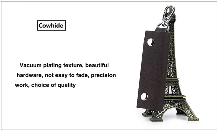 Men's Key Case Genuine Leather Door Key Bag Keychain Holder Metal Hook Mini Household Keys Wallet