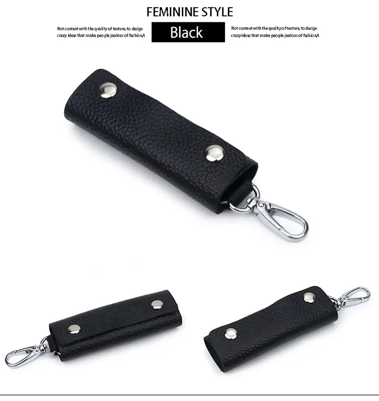 Men's Key Case Genuine Leather Door Key Bag Keychain Holder Metal Hook Mini Household Keys Wallet