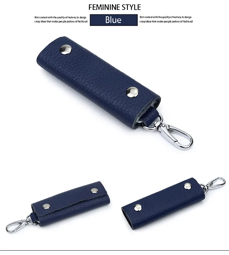 Men's Key Case Genuine Leather Door Key Bag Keychain Holder Metal Hook Mini Household Keys Wallet