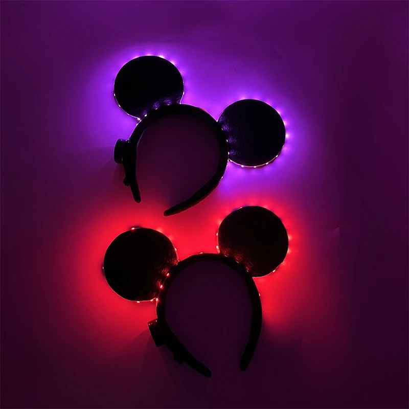 1pc Lovely Glowing Light Up Mouse Ears Headbands LED Neon Mickey Hairband Boy Girls Luminous Headbands Cosplay Hair Accessories
