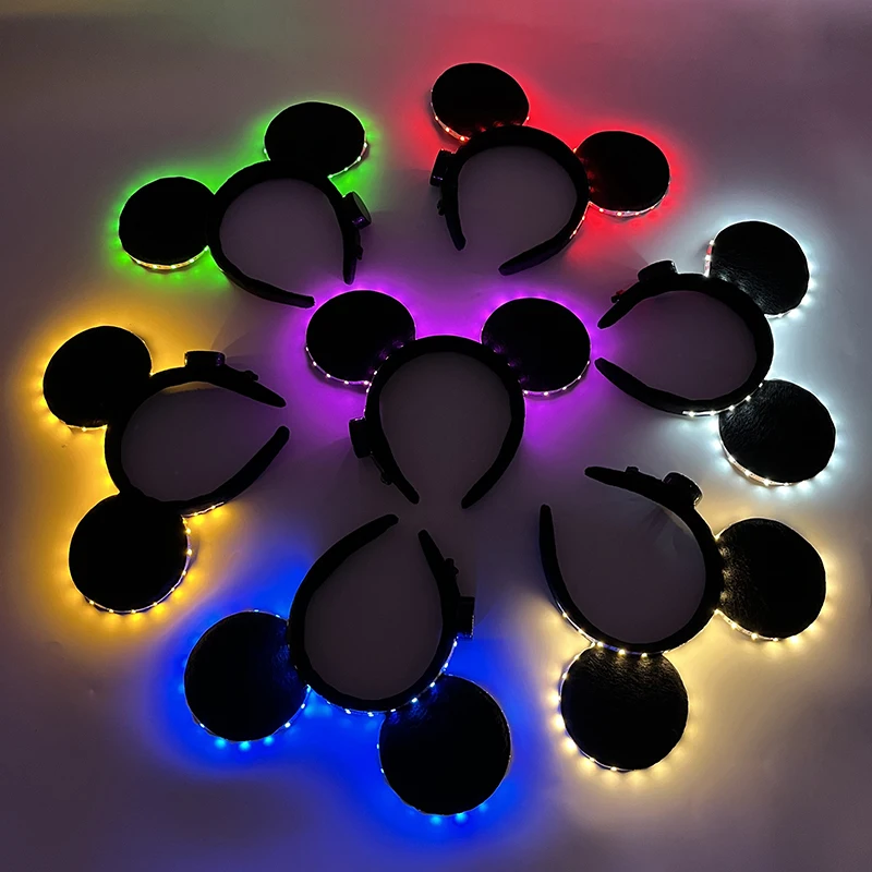 1pc Lovely Glowing Light Up Mouse Ears Headbands LED Neon Mickey Hairband Boy Girls Luminous Headbands Cosplay Hair Accessories