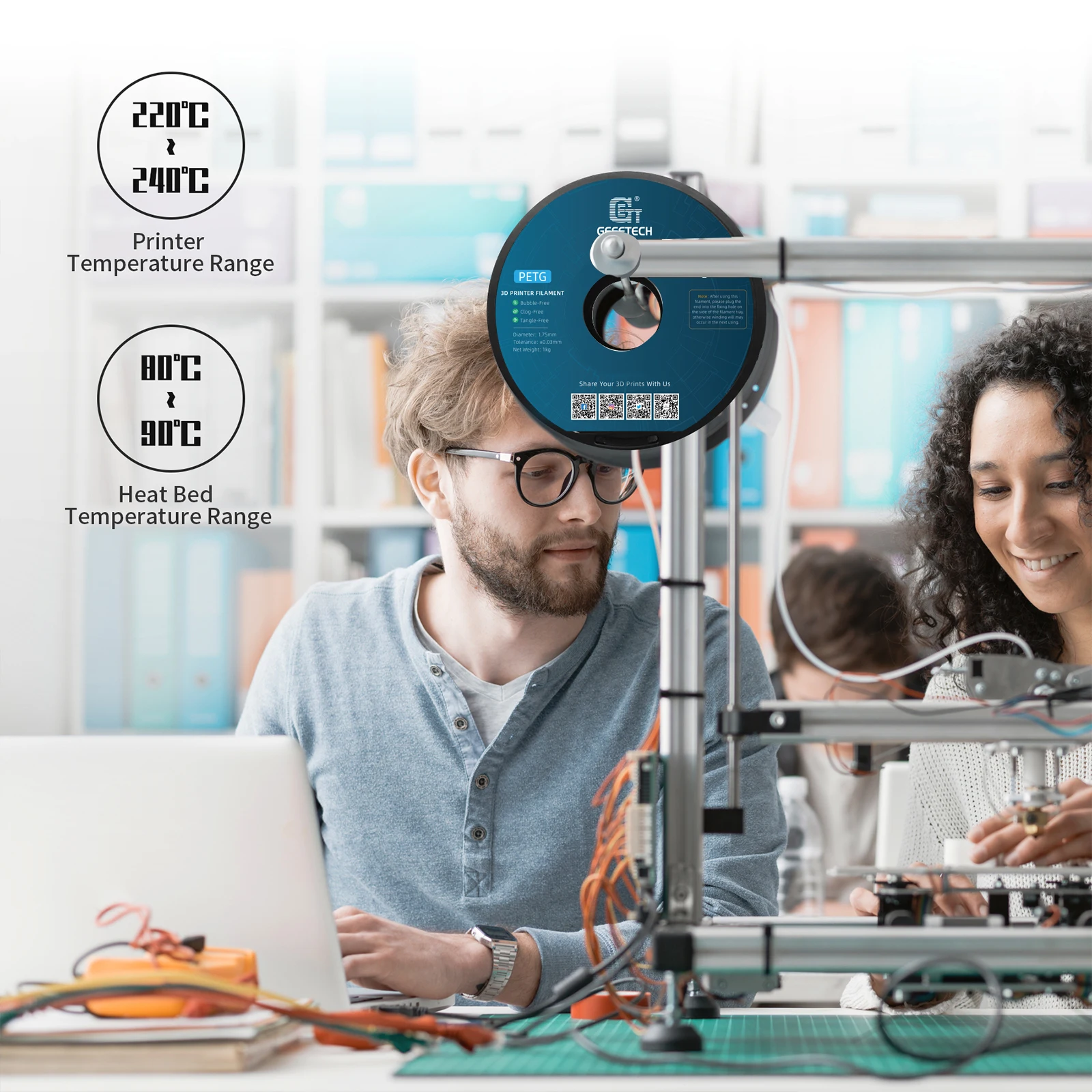 GEEETECH 1kg 1.75mm PETG 3D Printer Filament Vacuum Packaging Overseas Warehouses Fast Ship