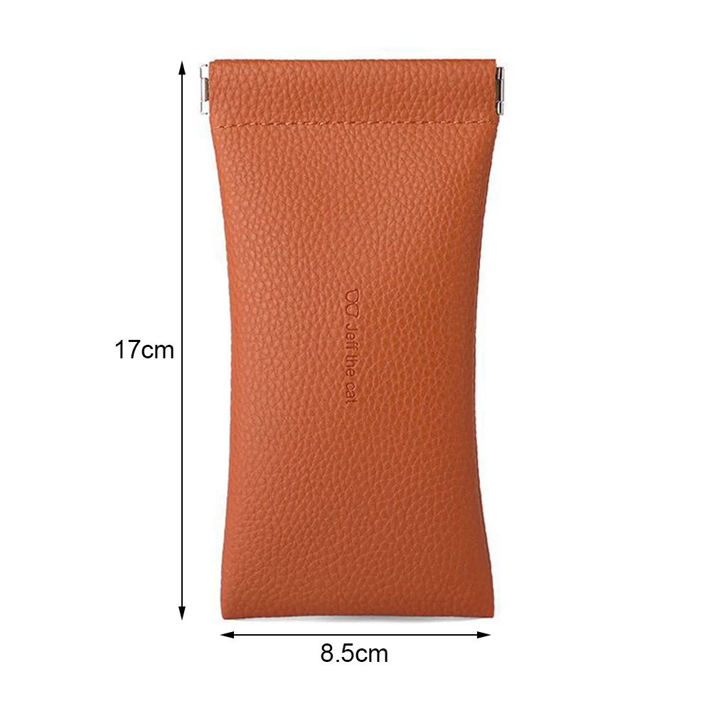 Glasses Case Women's Lychee PU Leather Glasses Storage Bag Automatic Closed Cover Soft Eyewear Pouch Data Cable Organiser 2024