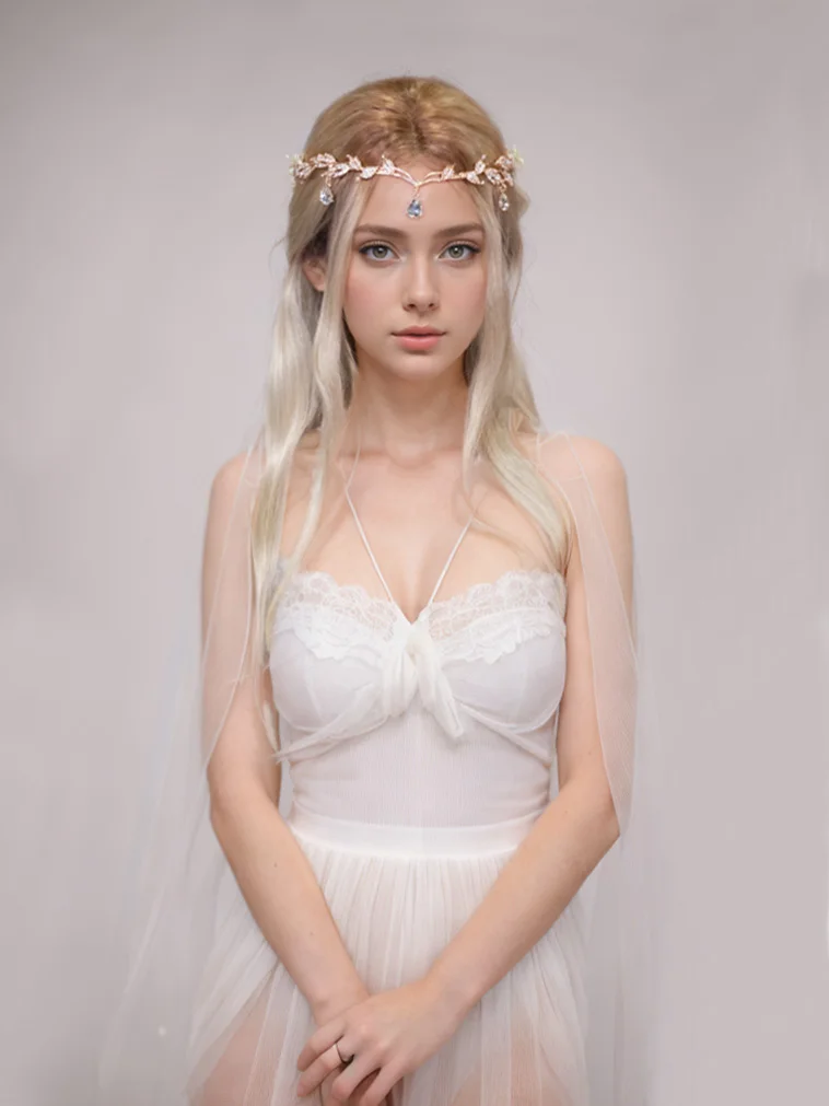 Vintage Fairy Crown Tiaras Crystal Leaves Elf Tiara Bandana Hair Accessories for Women Costume Hair Jewelry