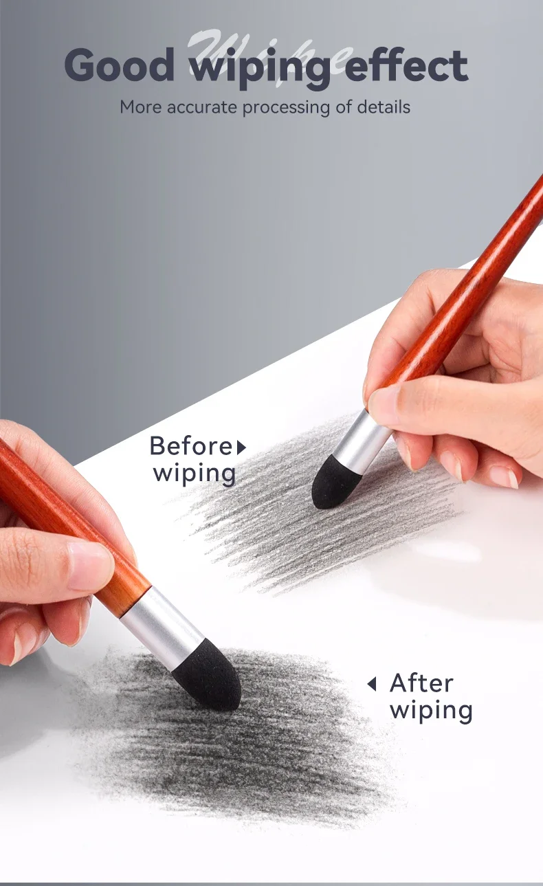 Sketch Pen Brush Artist Blending Pen Washable Rubbing Sponge Wipe Clean Tool Set Reusable Drawing Processing Rendering Eraser