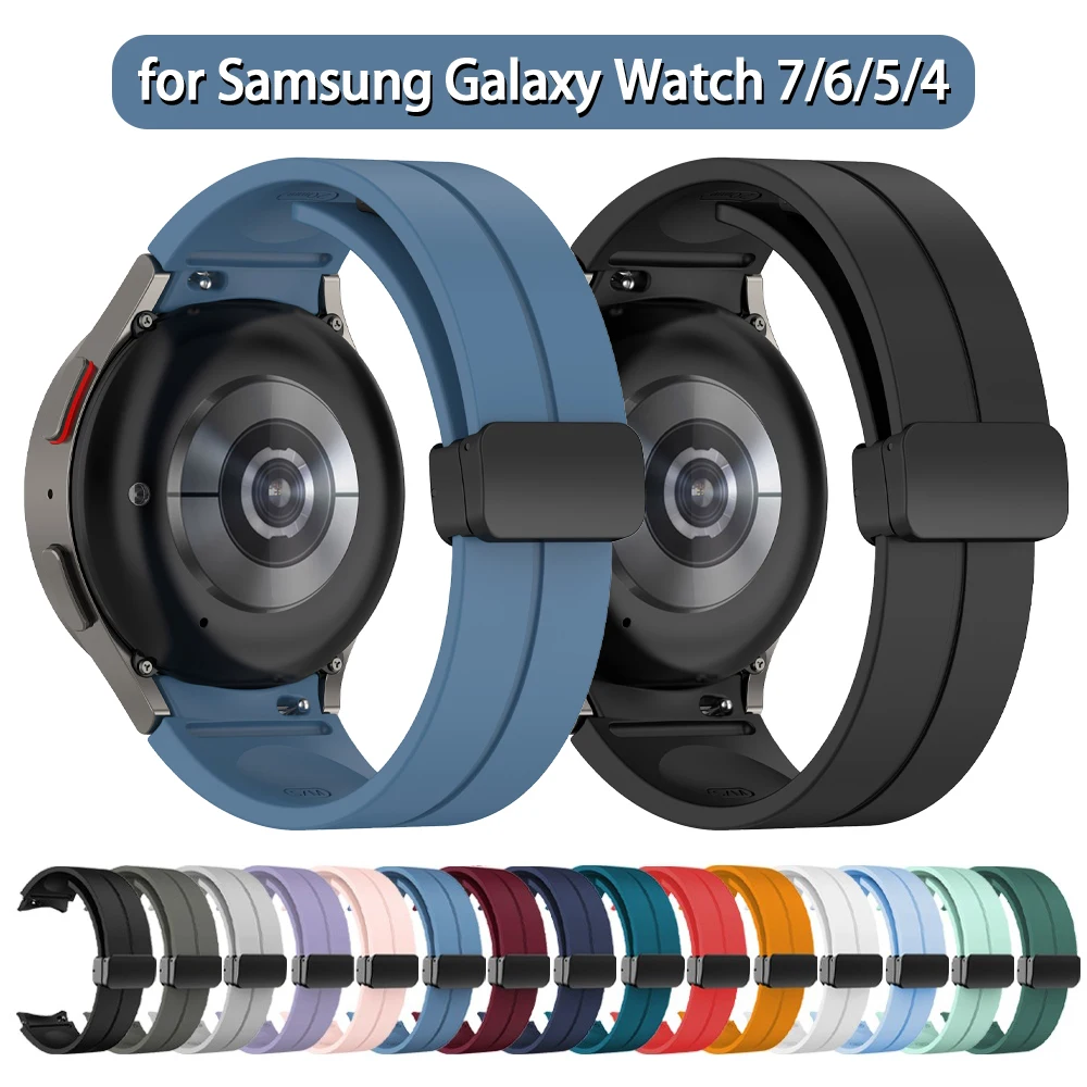 Original Silicone Band For Samsung Galaxy Watch 7 6 5 4 FE 44mm 40mm/5 Pro 45mm Magnetic Bracelet Watch6 Classic 43mm 47mm Strap