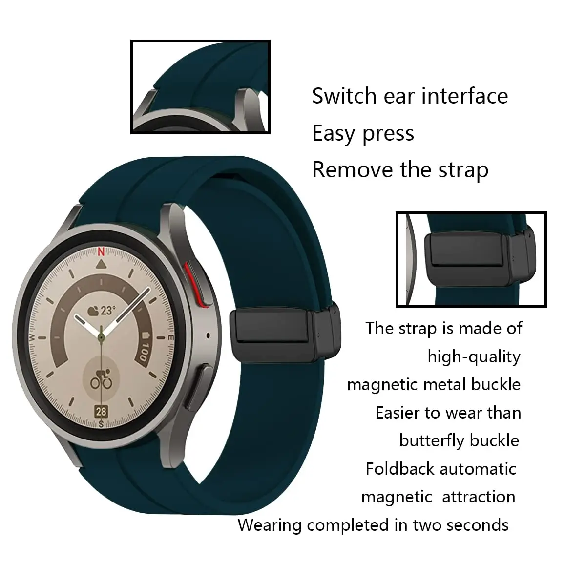 Original Silicone Band For Samsung Galaxy Watch 7 6 5 4 FE 44mm 40mm/5 Pro 45mm Magnetic Bracelet Watch6 Classic 43mm 47mm Strap