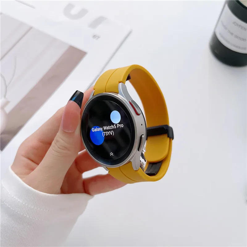 Original Silicone Band For Samsung Galaxy Watch 7 6 5 4 FE 44mm 40mm/5 Pro 45mm Magnetic Bracelet Watch6 Classic 43mm 47mm Strap