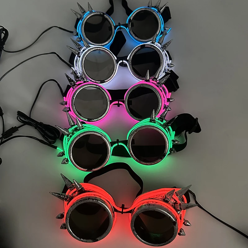 1 pcs Punk Glasses Men Women Costumes Sunglasses Luminous Led Sunglasses Boys Girls Eyewear Halloween Christmas Decor Sunglasses