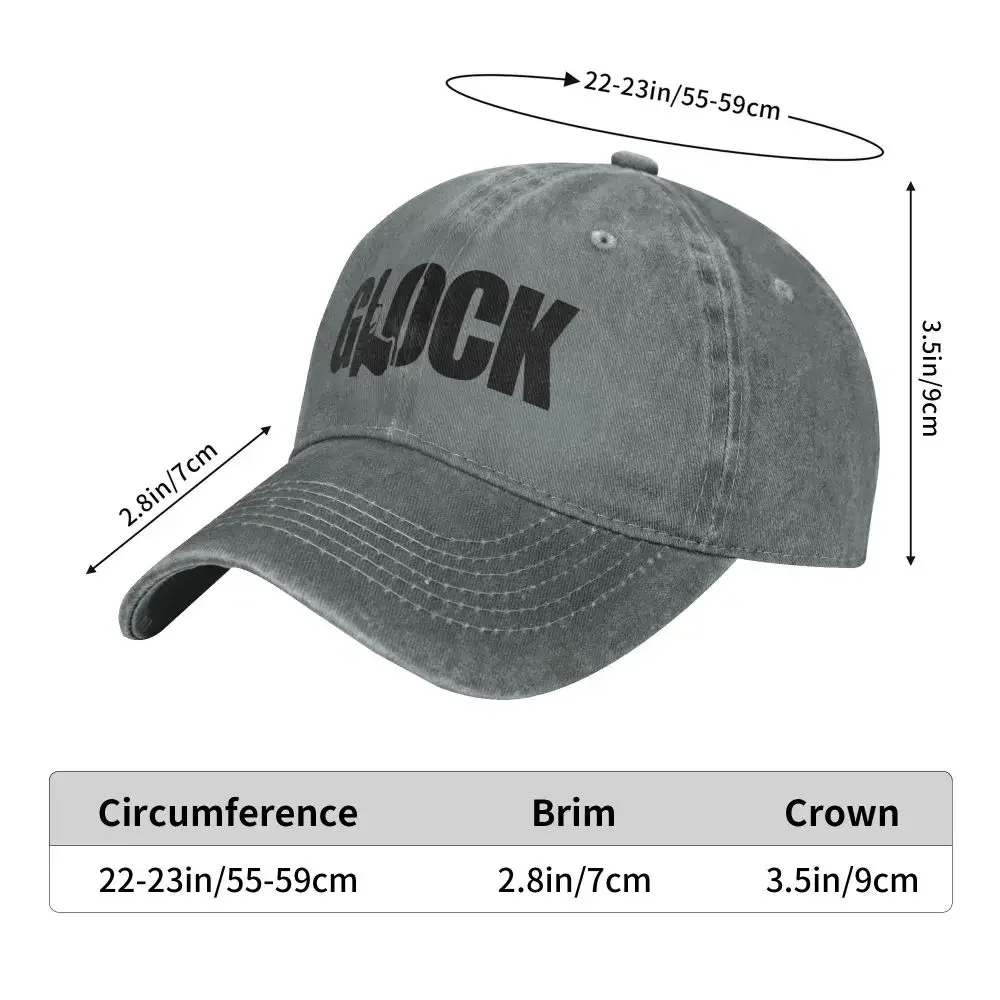 Glock Tactical Shooting Gun Baseball Caps Distressed Denim Snapback Cap Unisex Outdoor All Seasons Travel Unstructured Caps Hat