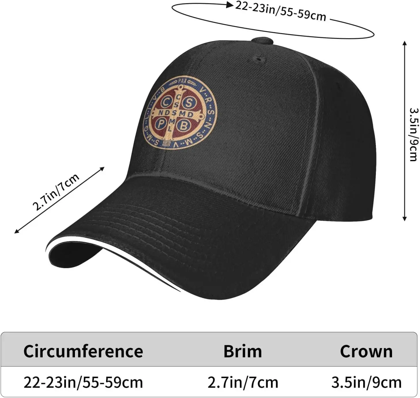 St Benedict Medal Holy Cross Baseball Cap Adult Unisex Adjustable Hat for Men Women