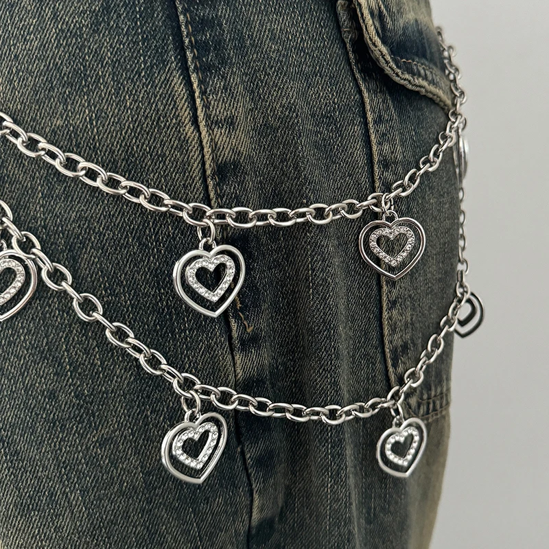Unisex Jeans Pants Chain Belts For Men and Women Punk Metal Crescent Geometric Bag Chain Hip Hop Hipster Cool Street Keychain