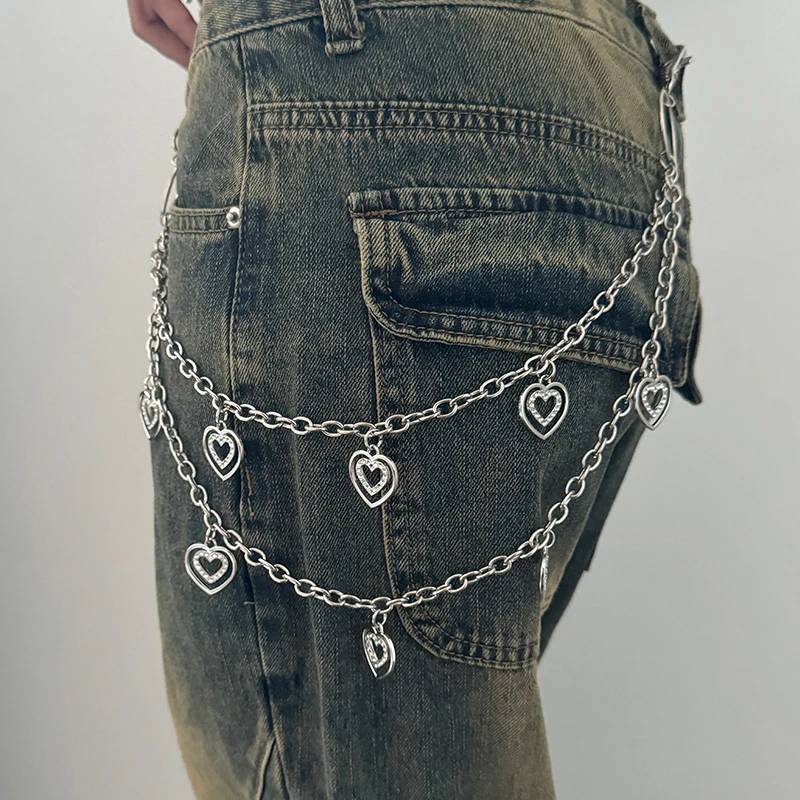 Unisex Jeans Pants Chain Belts For Men and Women Punk Metal Crescent Geometric Bag Chain Hip Hop Hipster Cool Street Keychain