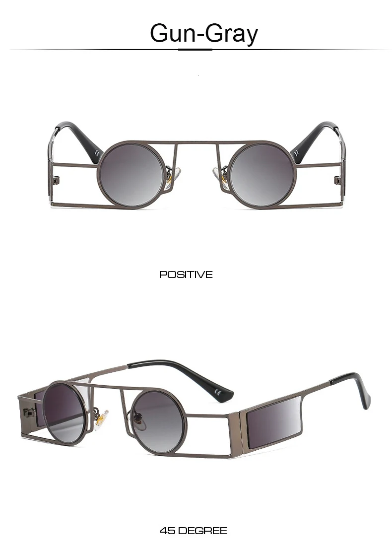 Fashion Punk Round Sunglasses Women Luxury Brand Vintage Metal Frame Sun Glasses Female Classic Gradient Eyewear UV400 Driver
