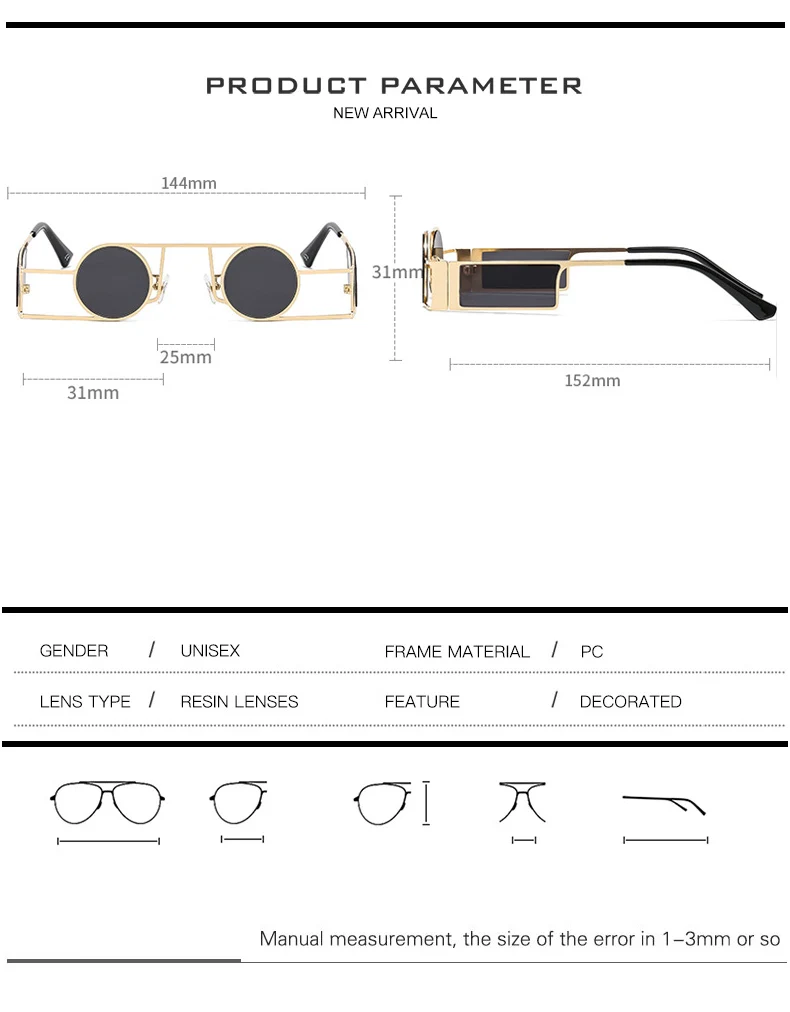 Fashion Punk Round Sunglasses Women Luxury Brand Vintage Metal Frame Sun Glasses Female Classic Gradient Eyewear UV400 Driver