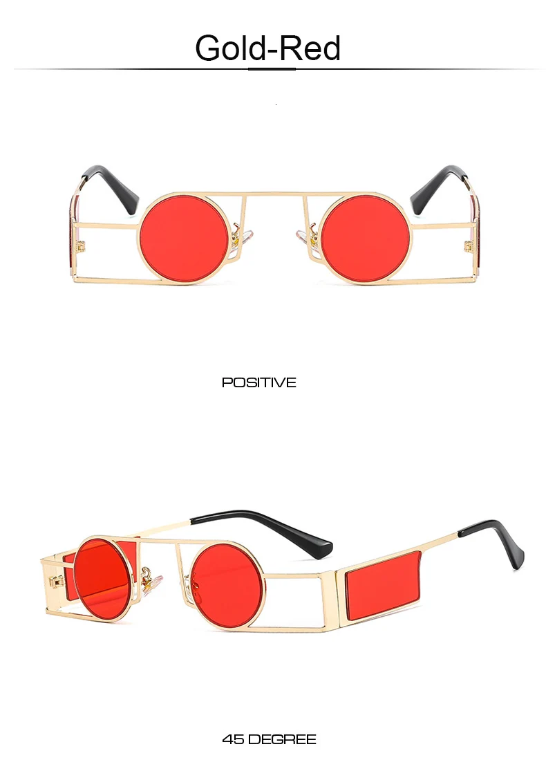 Fashion Punk Round Sunglasses Women Luxury Brand Vintage Metal Frame Sun Glasses Female Classic Gradient Eyewear UV400 Driver