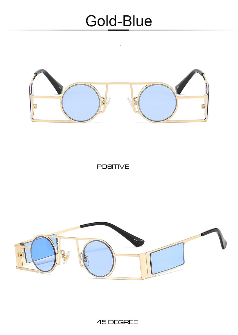 Fashion Punk Round Sunglasses Women Luxury Brand Vintage Metal Frame Sun Glasses Female Classic Gradient Eyewear UV400 Driver