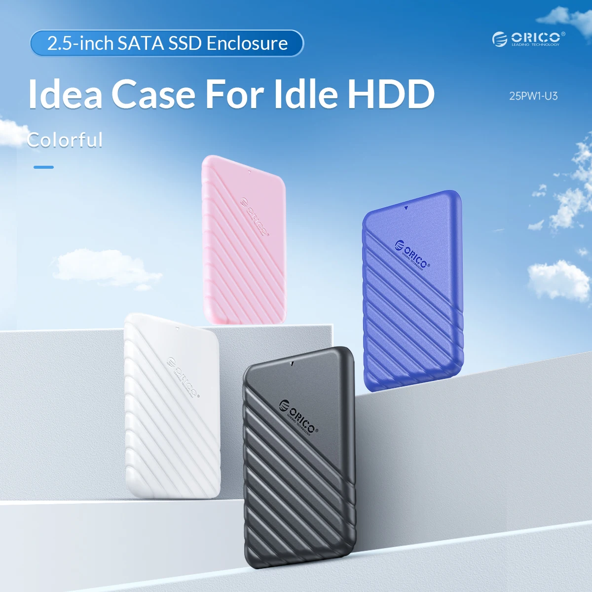 ORICO 2.5" Hard Drive Enclosure 2.5 Inch HDD Case USB Type C SATA 5Gbps for SSD HDD 9.5 7mm External Hard Drive Disk Case for Pc
