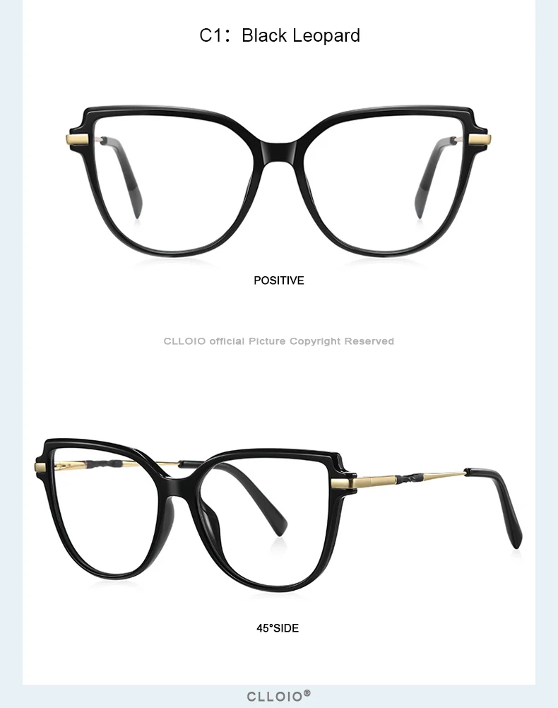CLLOIO TR90 Women Anti blue Blocking Reading Eyeglass Fashion Oversize Cat Eye Frame Photochromic Prescription Optical Glasse