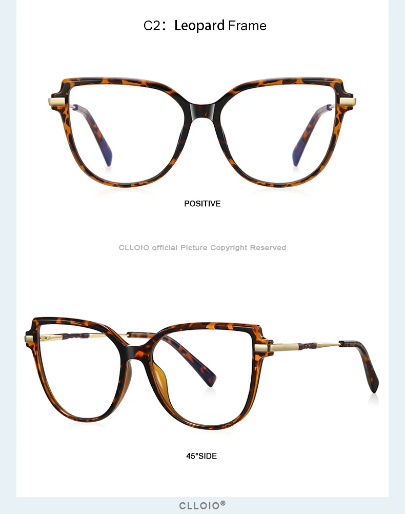 CLLOIO TR90 Women Anti blue Blocking Reading Eyeglass Fashion Oversize Cat Eye Frame Photochromic Prescription Optical Glasse