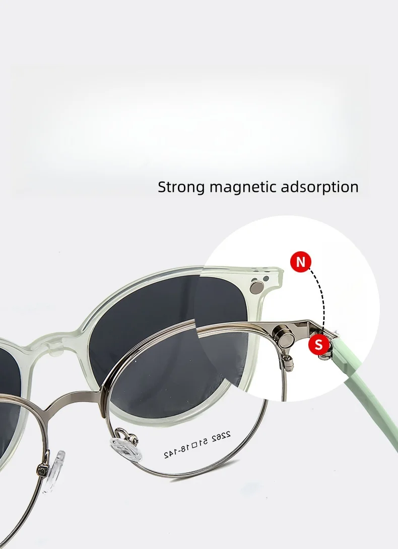 F·DRACON Alloy Frame New Polarized Magnetic 2-in-1 Round Women's Frame Driving Fishing Optical Prescription Sunglasses Men 2262
