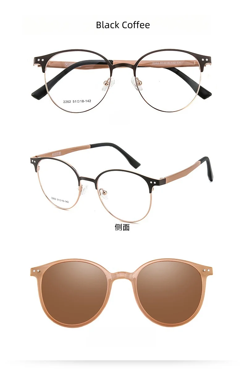 F·DRACON Alloy Frame New Polarized Magnetic 2-in-1 Round Women's Frame Driving Fishing Optical Prescription Sunglasses Men 2262