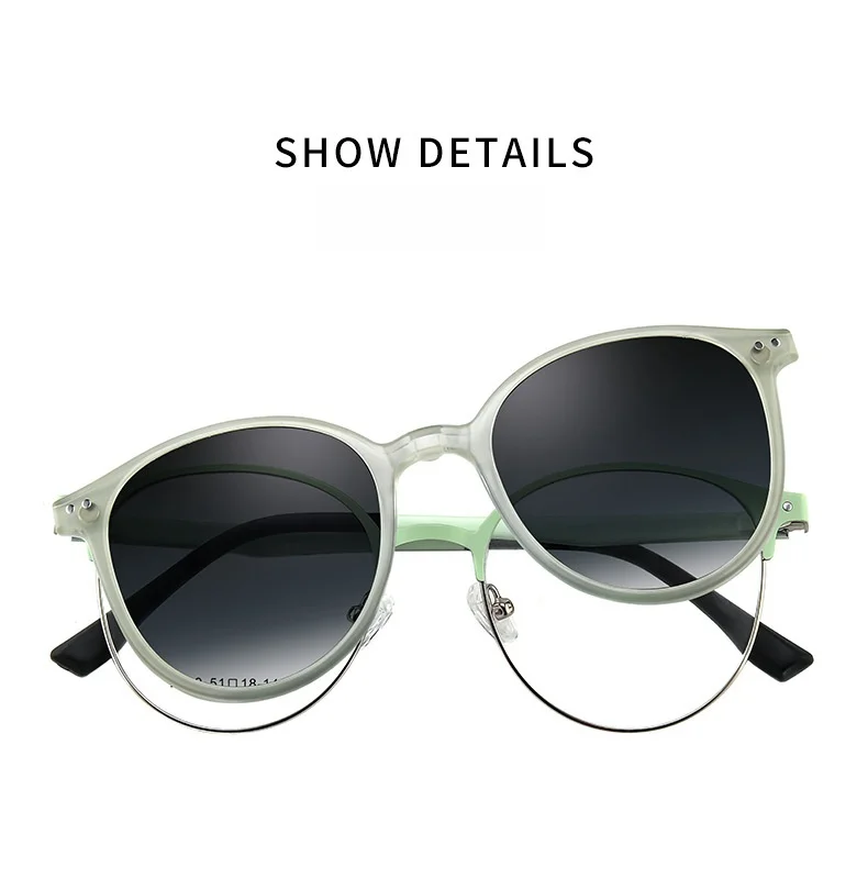 F·DRACON Alloy Frame New Polarized Magnetic 2-in-1 Round Women's Frame Driving Fishing Optical Prescription Sunglasses Men 2262