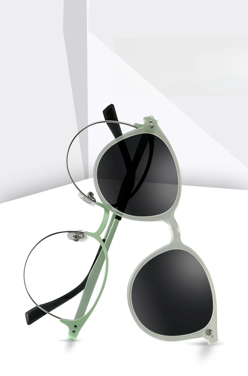 F·DRACON Alloy Frame New Polarized Magnetic 2-in-1 Round Women's Frame Driving Fishing Optical Prescription Sunglasses Men 2262