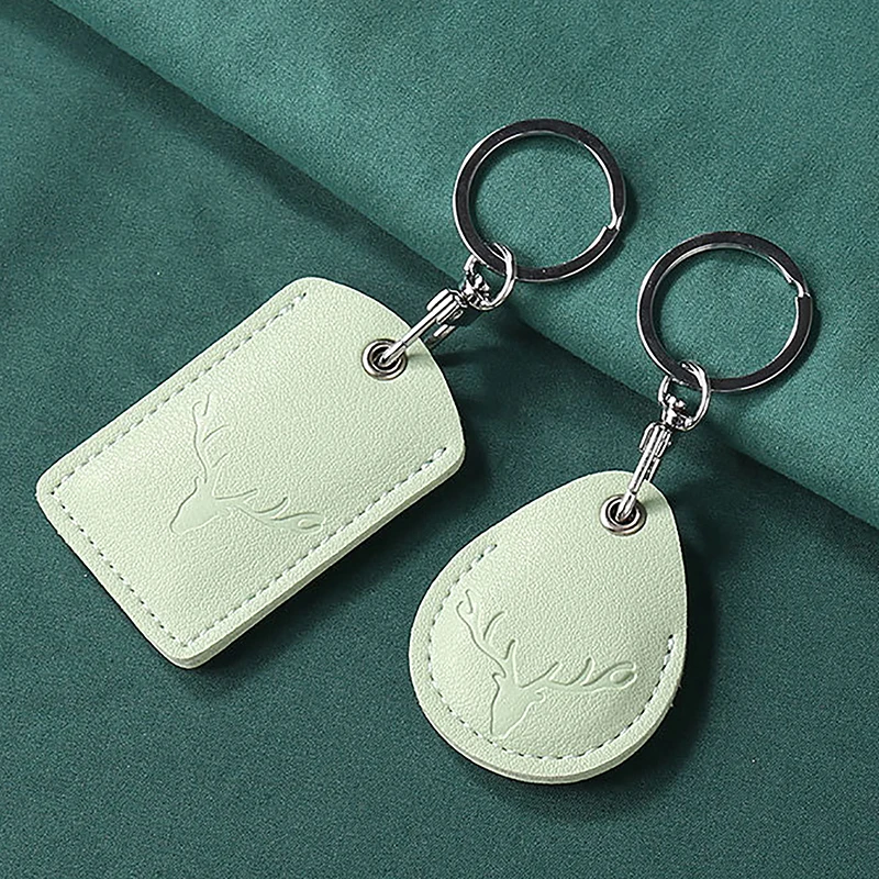 Access Card Case Leather Card Holder Keychain Key Ring Door Lock Access Tags ID Card Case Keychain Access Card Bag