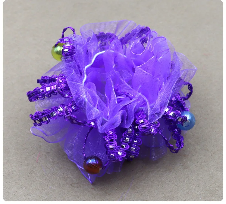 Children Dance Hair Accessories Headdress Flower Performance Cute Lace Little Princess Solid Color Edge Wrist Flower Hair Ties