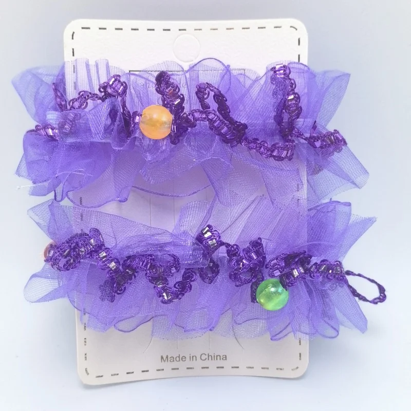 Children Dance Hair Accessories Headdress Flower Performance Cute Lace Little Princess Solid Color Edge Wrist Flower Hair Ties