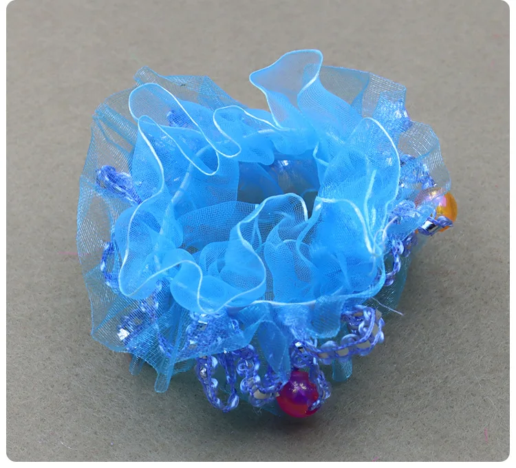 Children Dance Hair Accessories Headdress Flower Performance Cute Lace Little Princess Solid Color Edge Wrist Flower Hair Ties
