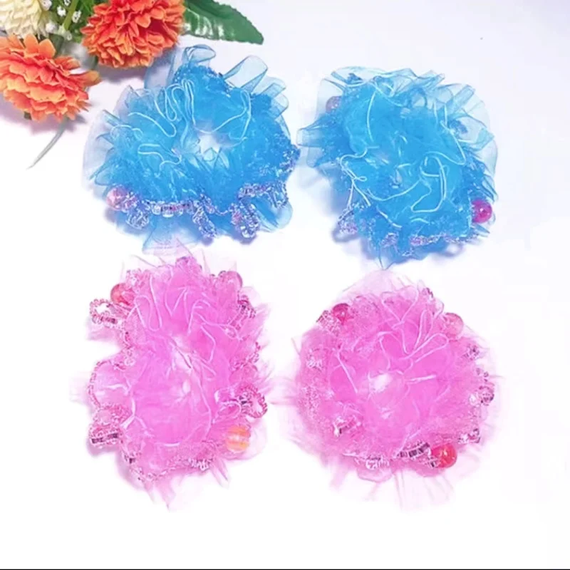 Children Dance Hair Accessories Headdress Flower Performance Cute Lace Little Princess Solid Color Edge Wrist Flower Hair Ties