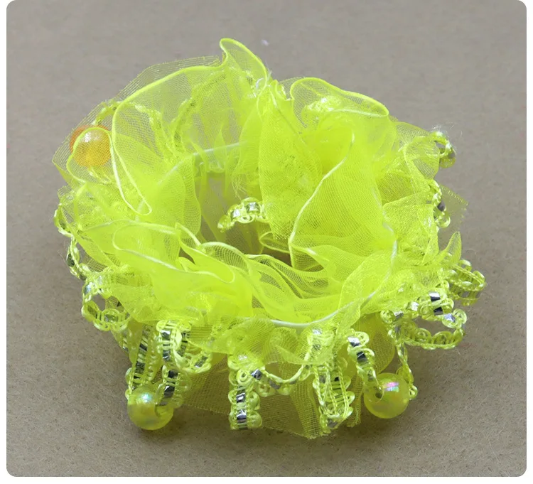 Children Dance Hair Accessories Headdress Flower Performance Cute Lace Little Princess Solid Color Edge Wrist Flower Hair Ties