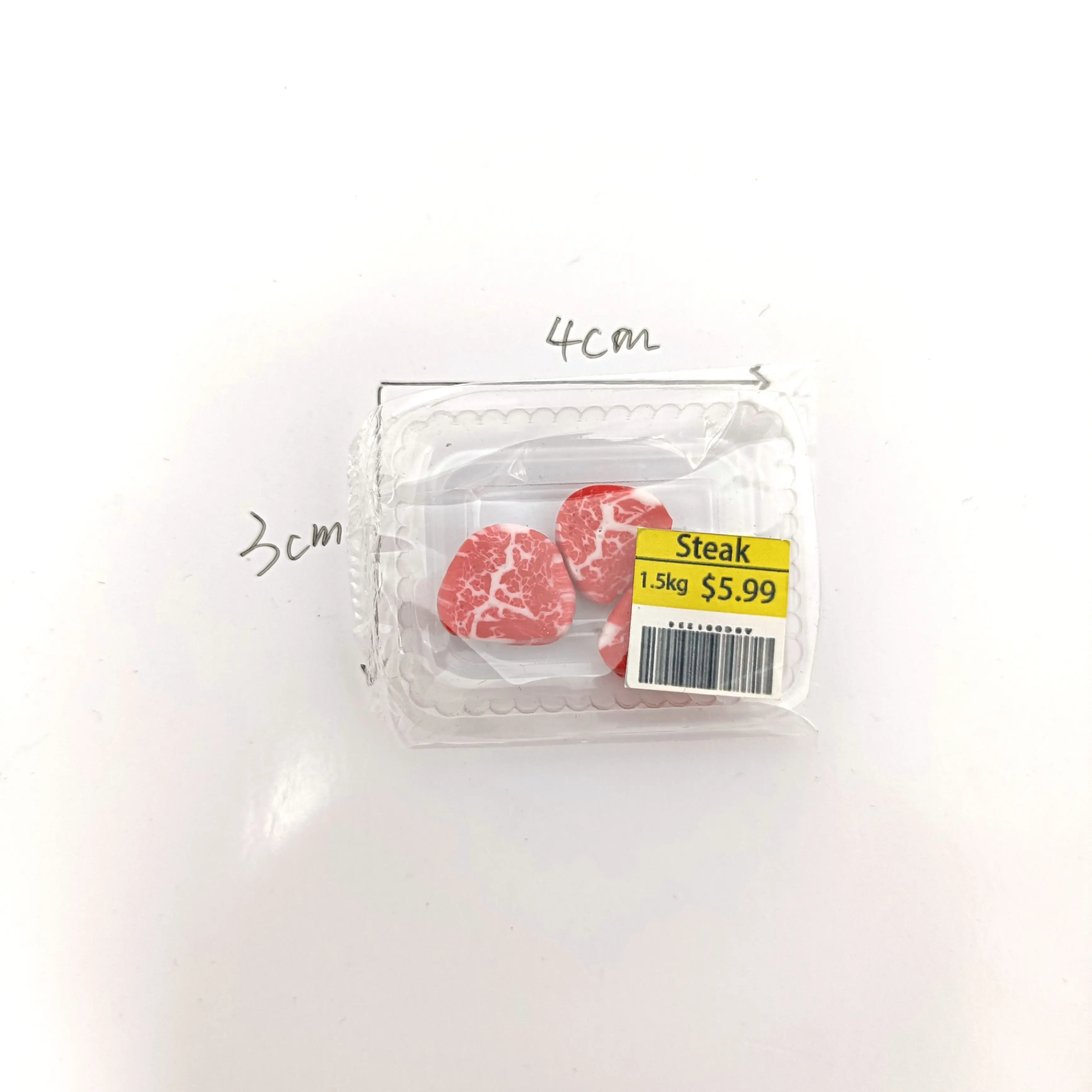New Miniature Supermarket food simulation beefsteak salmon Bacon beef roll for Doll House Mini Kitchen Birthday/Christmas gifts