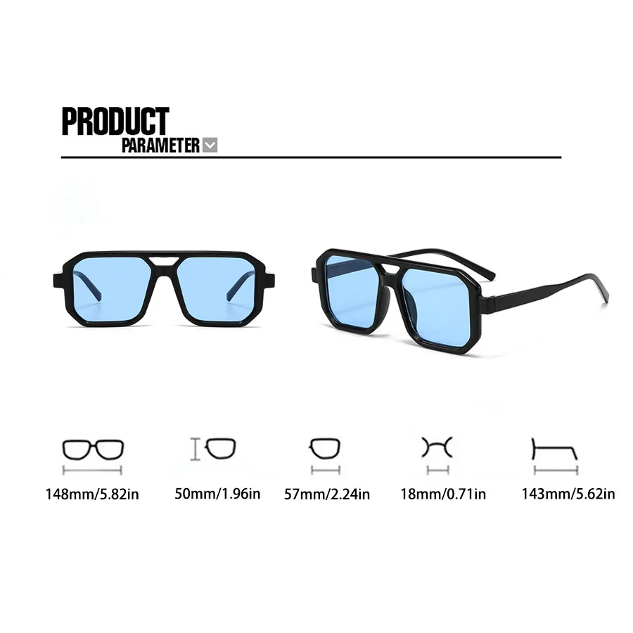 2PCS Retro Style Square fashion Men's Sunglasses Outdoor Sports Vacation Beach Summer Decorative Glasses
