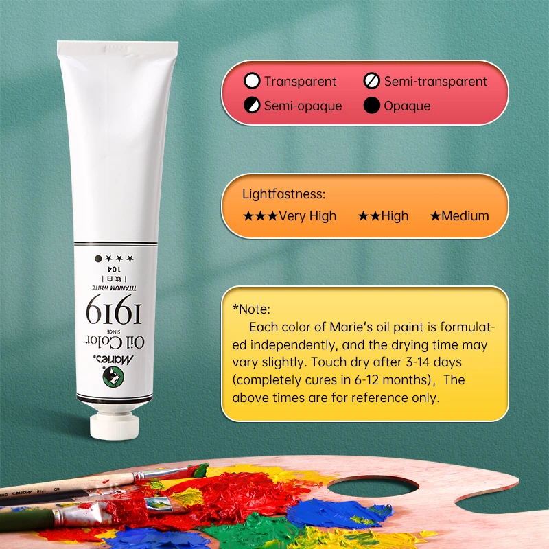 170ml Marie's Oil Paints Premium,Professional All Colors,Oil Pigments for Canvas Painting, Artist Beginner Adult(5.95-oz) Tube