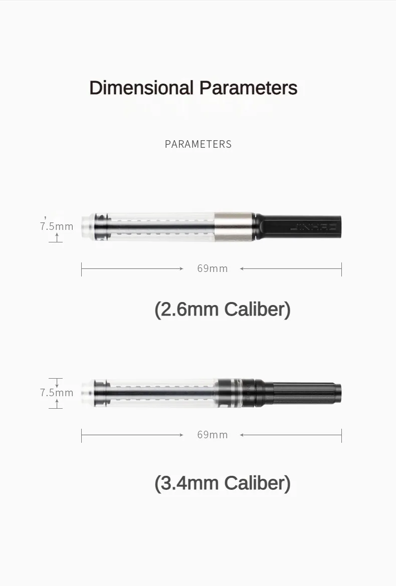 JINHAO Ink Converters for Fountain Pen Screw Type 5/3/1PCS 2.6mm/3.4mm Caliber Ink Absorption School Office Supplies Stationery