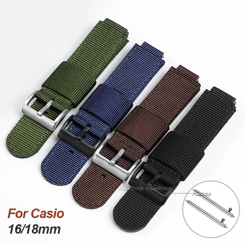16mm 18mm Nylon Strap for Casio AE-1200 1300 F-108 SGW-300/400/500 W-800H Canvas Watch Band Quick Release Men's Accessories Belt