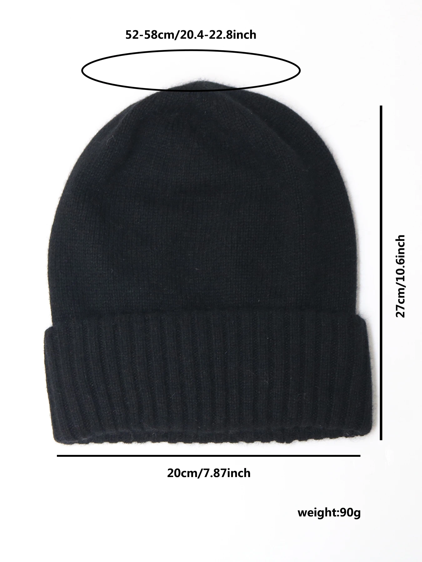 100%Cashmere Beanie Hat for Women's Winter Satin Lined Knitted Solid Skullies Cap Silk Lining Soft Warm Slouchy Bonnet