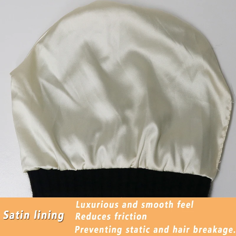 100%Cashmere Beanie Hat for Women's Winter Satin Lined Knitted Solid Skullies Cap Silk Lining Soft Warm Slouchy Bonnet