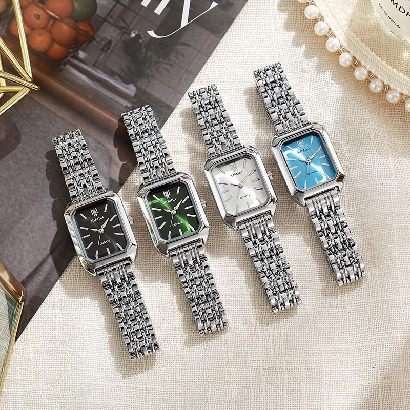 2026 Hot Brand Stainless Steel Strap Watch Women Luxury Gift Quartz Wristwatch Student Fashion Simple Square Quartz Watches