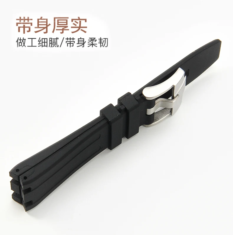 Durable Waterproof Sweat-Proof Comfortable Rubber Silicone WatchStrap for Ap Aibi Royal Oak 15703 Offshore Series 28mm Watchband