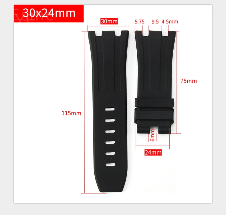 Durable Waterproof Sweat-Proof Comfortable Rubber Silicone WatchStrap for Ap Aibi Royal Oak 15703 Offshore Series 28mm Watchband