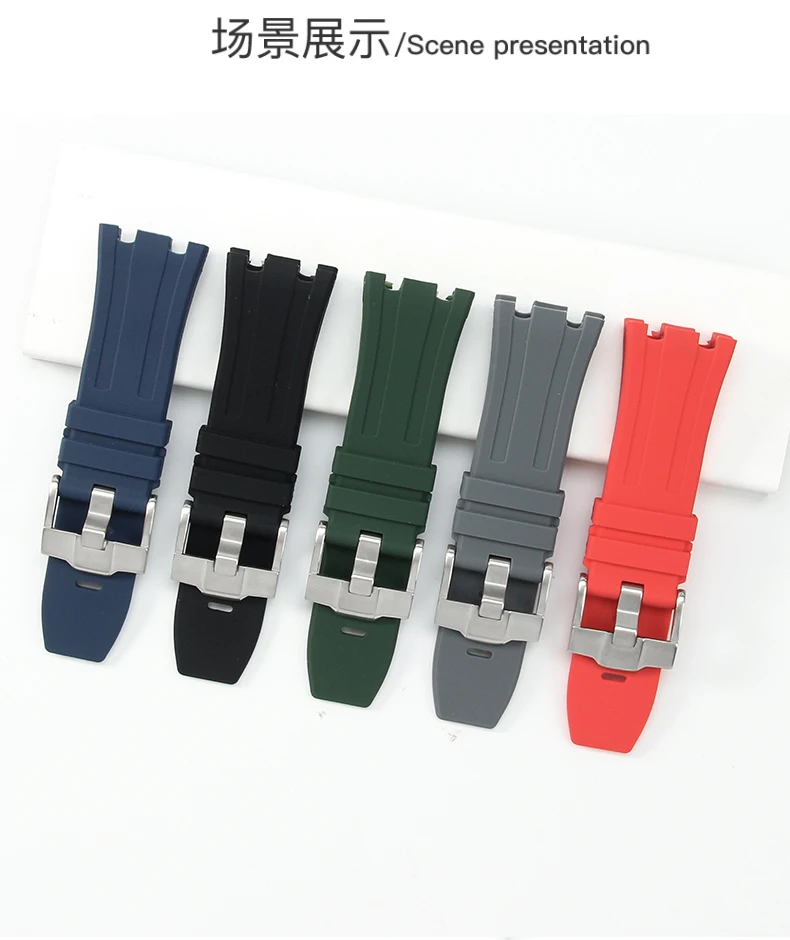 Durable Waterproof Sweat-Proof Comfortable Rubber Silicone WatchStrap for Ap Aibi Royal Oak 15703 Offshore Series 28mm Watchband