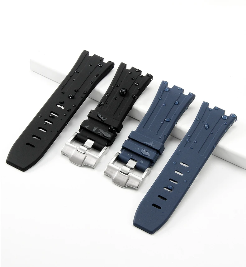 Durable Waterproof Sweat-Proof Comfortable Rubber Silicone WatchStrap for Ap Aibi Royal Oak 15703 Offshore Series 28mm Watchband
