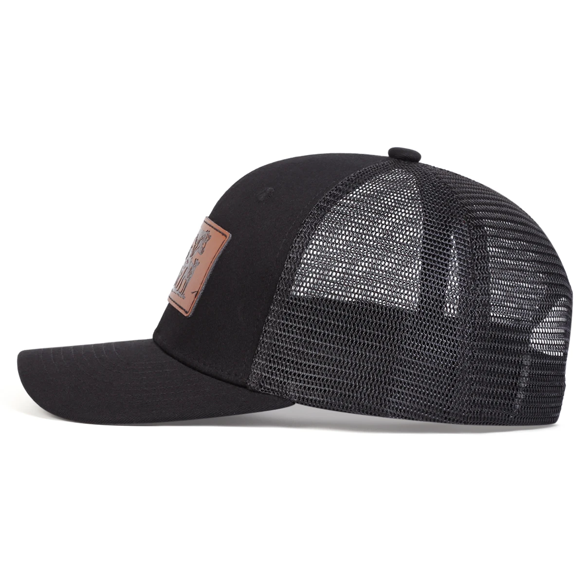Unisex Brown Cow Leather Label Baseball Net Caps Spring and Summer Outdoor Adjustable Casual Hats Sunscreen Hat