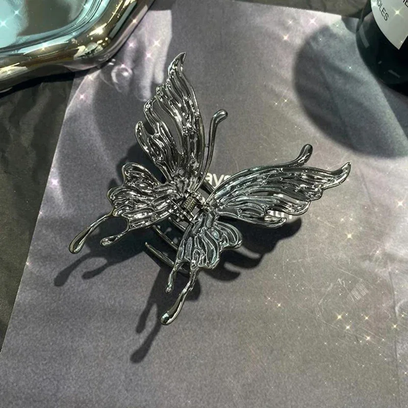 Butterfly Hair Clip Bright Silver Cross Geometric Hairpin Rose Flower Hair Claw Woman Girls Styling Barrette Headdress